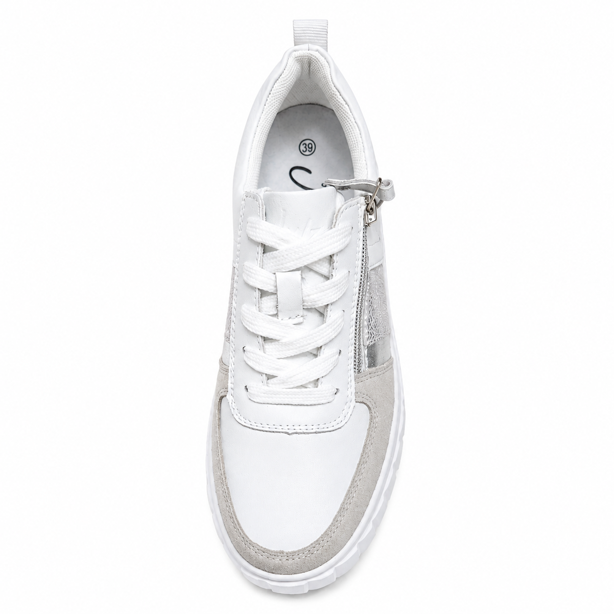 Iris White/Silver Leather Sneaker