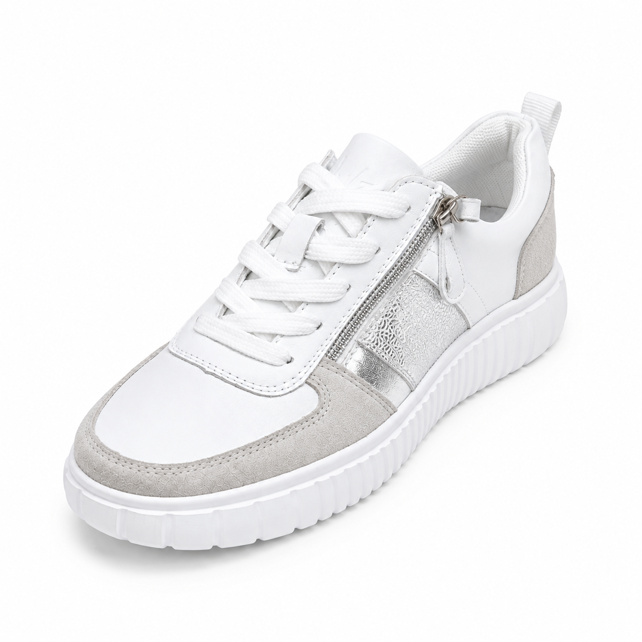 Iris White/Silver Leather Sneaker