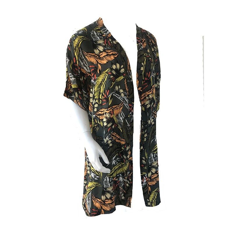 Kimono - Olive Green Floral