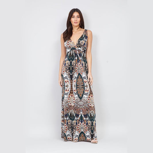 Peacock Print Long Dress