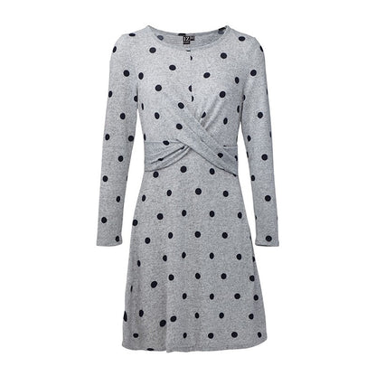 Polka Dot Long Sleeve Knit Dress