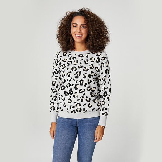 Leopard Long Sleeve Knit with Open Back