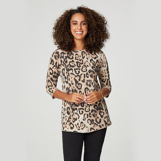 Leopard Print 3/4 Sleeve Knit