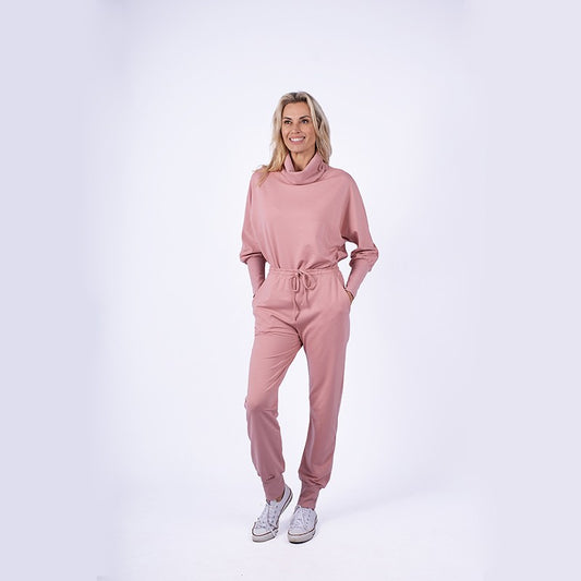 Pink cowl neck tracksuit