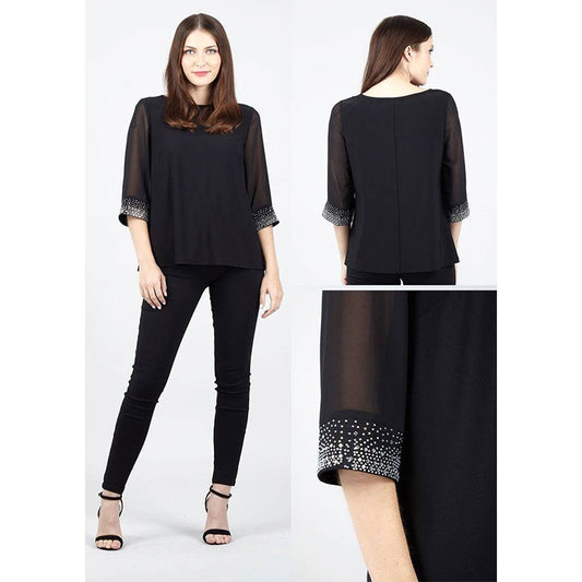 Chiffon 3/4 Sequin Sleeve