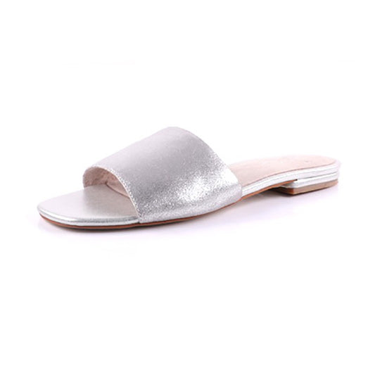 Silver Leather Luna Slider