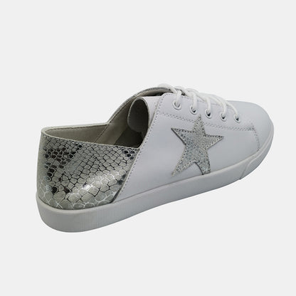 Leather Nicki Silver Star Sneaker