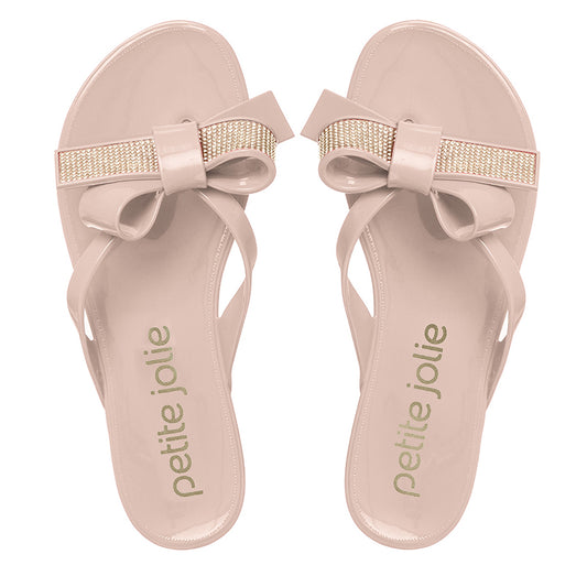 Nude Ouro Crystal Bow Sandal